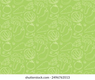 vegetable pattern outline background texture vector design isolated green background