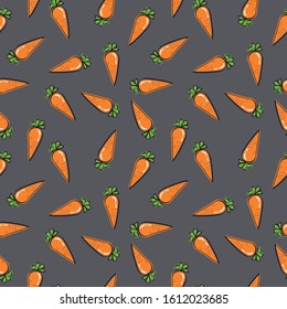 Vegetable pattern Texture and / or repetitive background of a carrot. Drawing of a carrot with repetition to decorate. Editable vector.