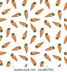 Vegetable pattern Texture and / or repetitive background of a carrot. Drawing of a carrot with repetition to decorate. Editable vector.