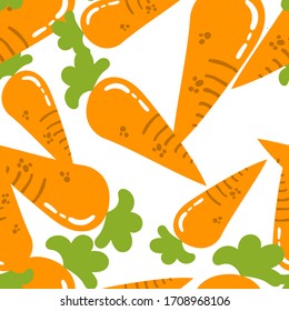 Vegetable pattern Texture and / or repetitive background of a carrot. Drawing of a carrot with repetition to decorate. Editable vector.