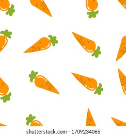 Vegetable pattern Texture and / or repetitive background of a carrot. Drawing of a carrot with repetition to decorate. Editable vector.