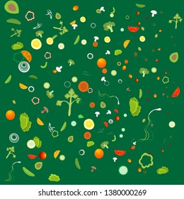 Vegetable pattern with vegetarian healthy food, for web and print decoration, vector illustration