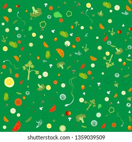 Vegetable pattern for web and print decoration vector illustration on green  background