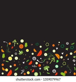 Vegetable pattern with for web and print decoration vector illustration on black background