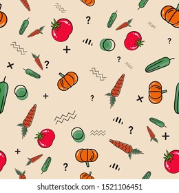 vegetable patterns (tomatoes, carrots, cucumbers, pumpkins), can be used for background on world vegan day