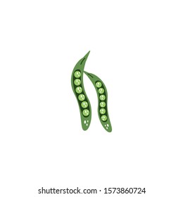 vegetable pea in pod flat style icon vector illustration design