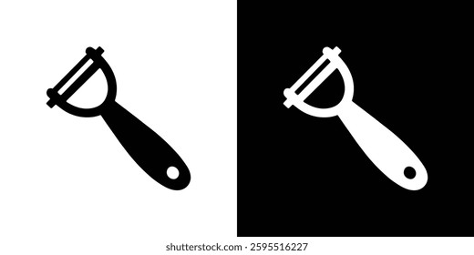 Vegetable peeler icon in black and white