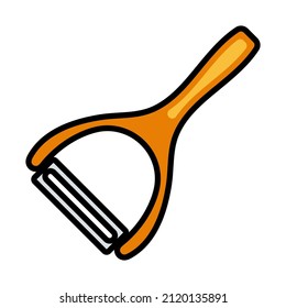 Vegetable Peeler Icon. Editable Bold Outline With Color Fill Design. Vector Illustration.