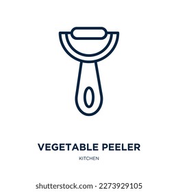 vegetable peeler icon from kitchen collection. Thin linear vegetable peeler, vegetable, kitchenware outline icon isolated on white background. Line vector vegetable peeler sign, symbol for web and 