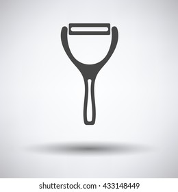 Vegetable peeler icon on gray background with round shadow. Vector illustration.