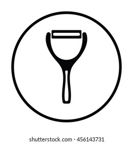 Vegetable peeler icon. Thin circle design. Vector illustration.
