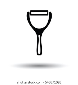 Vegetable peeler icon. White background with shadow design. Vector illustration.