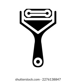 vectores de ícono de glifo de utensilios de cocina para peeler vegetal. letrero de cocina de hormigón. ilustración de símbolo aislado