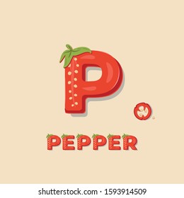 Vegetable "Pepper" lettering poster design. Vector illustration.