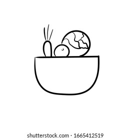 Vegetable plate or basket.  
Vector graphics.