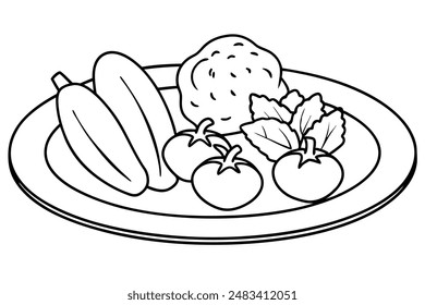 Vegetable platter line art illustration