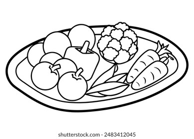 Vegetable platter simple line art vibrant collection