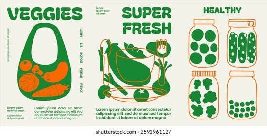 Vegetable poster design with fresh produce illustrations.