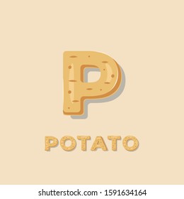 Vegetable "Potato" lettering poster design. Vector illustration.