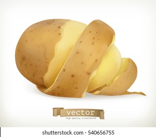 Vegetable Potato Peel Spiral, Vector Food