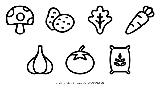 vegetable products icon vector set 