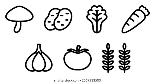 vegetable products icon vector set 