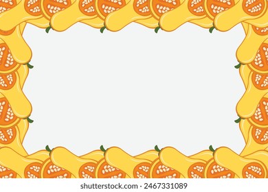 Vegetable pumpkin border or slice of pumpkin frame banner with copy space