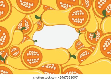 Vegetable pumpkin border or slice of pumpkin frame banner with copy space