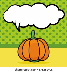 vegetable Pumpkin color doodle, speech bubble
