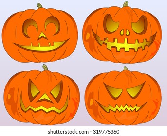 Vegetable pumpkin Jack lamp set, showing good and bad emotions