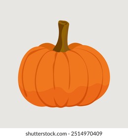 Vegetable pumpkin. Vector. Autumn pumpkin symbol for Halloween or Thanksgiving. Flat design. Orange pumpkin silhouette on white background. 