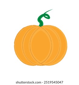 Vegetable pumpkin. Vector. Autumn pumpkin symbol for Halloween or Thanksgiving. Flat design. Orange pumpkin silhouette on white background.