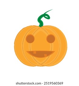 Vegetable pumpkin. Vector. Autumn pumpkin symbol for Halloween or Thanksgiving. Flat design. Orange pumpkin silhouette on white background.