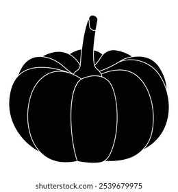 Vegetable pumpkin. Vector. Autumn pumpkin symbol for Halloween or Thanksgiving. Flat design. Orange pumpkin silhouette on white background