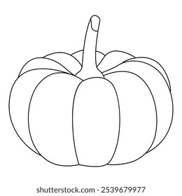 Vegetable pumpkin. Vector. Autumn pumpkin symbol for Halloween or Thanksgiving. Flat design. Orange pumpkin silhouette on white background