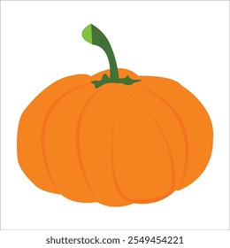 Vegetable pumpkin. Vector. Autumn pumpkin symbol for Halloween or Thanksgiving. Flat design. Orange pumpkin silhouette on white background.pumpkin vector.