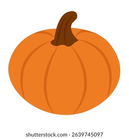 Vegetable pumpkin. Vector. Autumn pumpkin symbol. Orange pumpkin silhouette on white background. 