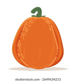 Vegetable pumpkin. Vector. Autumn pumpkin symbol for Halloween or Thanksgiving. Flat design. Orange pumpkin on white background.