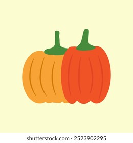 Vegetable pumpkin vector. Fall Autumn pumpkin symbol for Halloween or Thanksgiving. Flat design.  Vector Eps