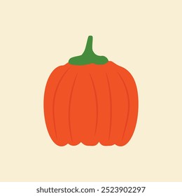 Vegetable pumpkin vector. Fall Autumn pumpkin symbol for Halloween or Thanksgiving. Flat design.  Vector Eps