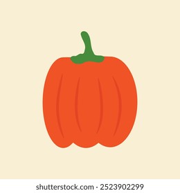 Vegetable pumpkin vector. Fall Autumn pumpkin symbol for Halloween or Thanksgiving. Flat design.  Vector Eps