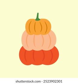 Vegetable pumpkin vector. Fall Autumn pumpkin symbol for Halloween or Thanksgiving. Flat design.  Vector Eps