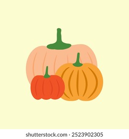 Vegetable pumpkin vector. Fall Autumn pumpkin symbol for Halloween or Thanksgiving. Flat design.  Vector Eps