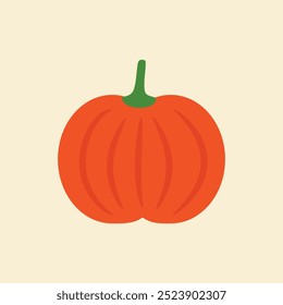 Vegetable pumpkin vector. Fall Autumn pumpkin symbol for Halloween or Thanksgiving. Flat design.  Vector Eps