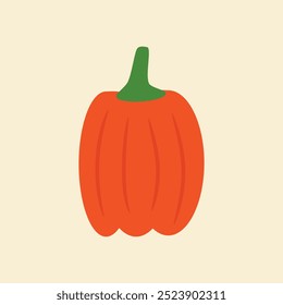 Vegetable pumpkin vector. Fall Autumn pumpkin symbol for Halloween or Thanksgiving. Flat design.  Vector Eps