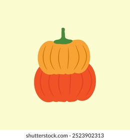 Vegetable pumpkin vector. Fall Autumn pumpkin symbol for Halloween or Thanksgiving. Flat design.  Vector Eps