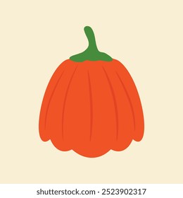 Vegetable pumpkin vector. Fall Autumn pumpkin symbol for Halloween or Thanksgiving. Flat design.  Vector Eps