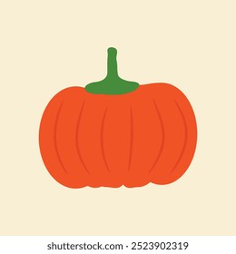 Vegetable pumpkin vector. Fall Autumn pumpkin symbol for Halloween or Thanksgiving. Flat design.  Vector Eps