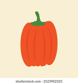 Vegetable pumpkin vector. Fall Autumn pumpkin symbol for Halloween or Thanksgiving. Flat design.  Vector Eps