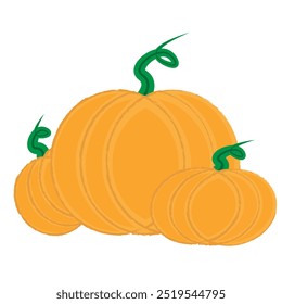 Vegetable pumpkines. Vector. Autumn pumpkin symbol for Halloween or Thanksgiving. Flat design. Orange pumpkin silhouette on white background.